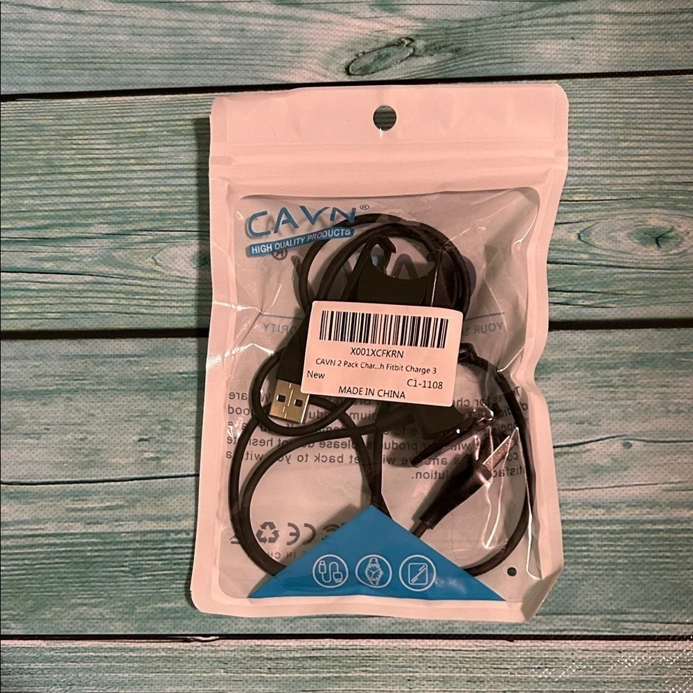 Two Black Charging Cables for FitBit Charge 3